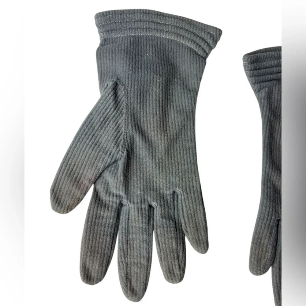 Vintage Gray Gloves Thin Corduroy Small 6.5 100% Nylon